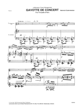 Gavotte de Concert - Heinrich Sutermeister - Partition - Trompette